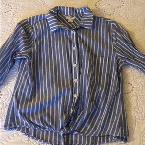 J Crew Striped Tie Button Up